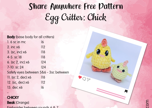 FREE Egg Critters: Chicky Crochet Pattern #RAOCK