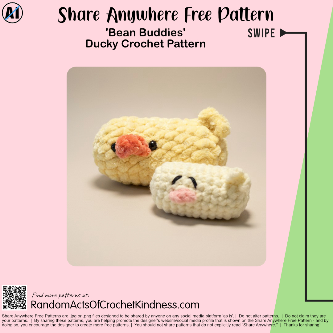 Free Ducky Bean Buddies Crochet Pattern #RAOCK Share Anywhere