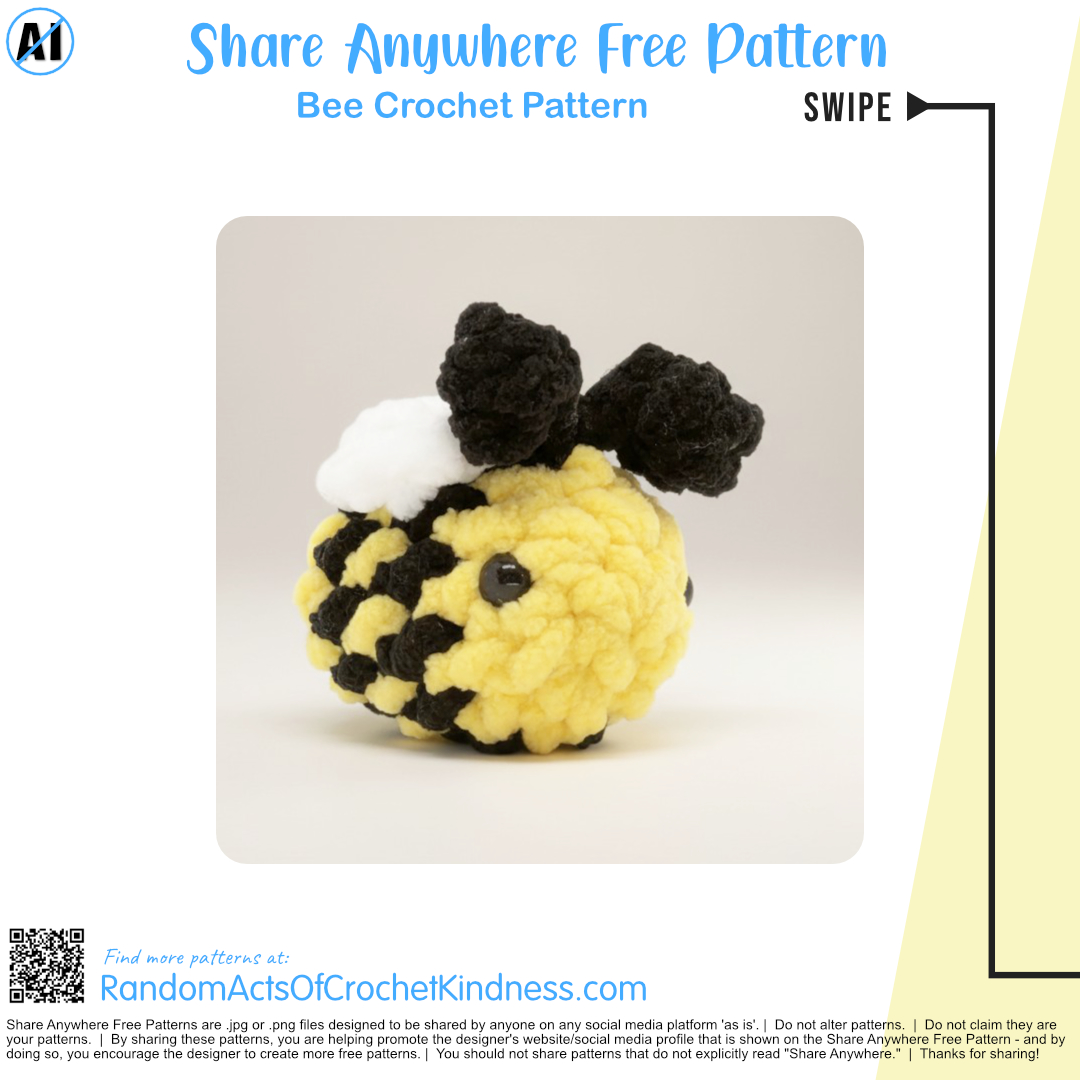 Free Bee Crochet Pattern - #RAOCK NO-AI - Share Anywhere