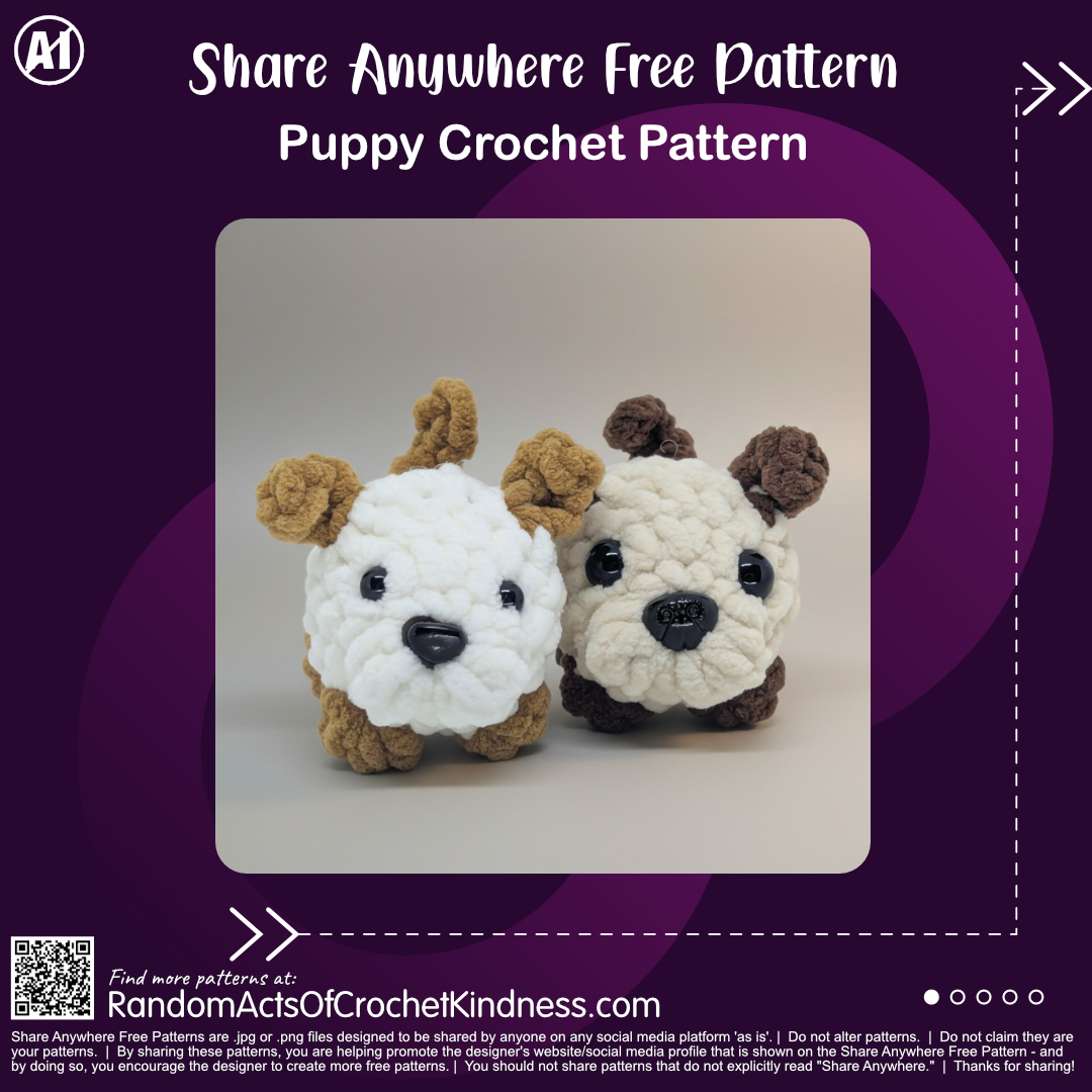 Free Share Anywhere Puppy Crochet Pattern #RAOCK No AI