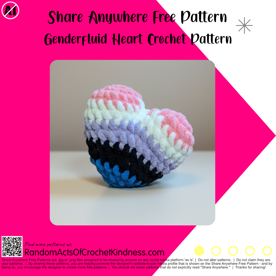 Free Genderfluid Heart Crochet Pattern #RAOCK